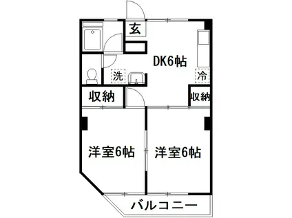 シャトー奥村(2DK/2階)の間取り写真