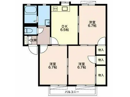 ラカーサ(3DK/2階)の間取り写真