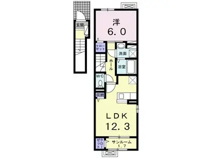 ファンタジスタI(1LDK/2階)の間取り写真