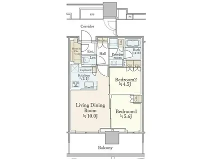 HARUMI FLAG SUN VILLAGE(2LDK/8階)の間取り写真