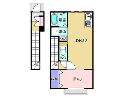 LIBERA(1LDK/2階)の間取り写真