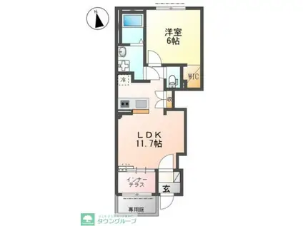 調布市柴崎アパート(1LDK/1階)の間取り写真