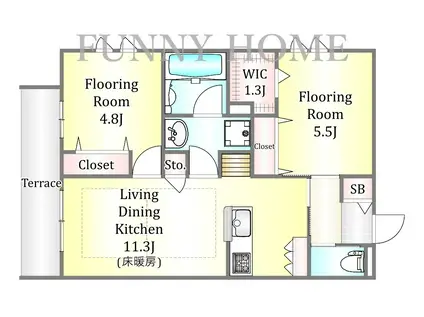 杉並区和泉2丁目メゾン(2LDK/1階)の間取り写真