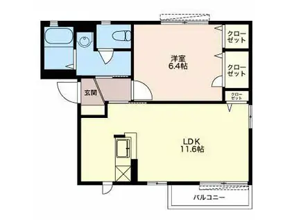 アーバンスクエアII(1LDK/1階)の間取り写真