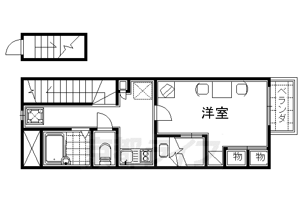 レオパレス宇治川(1K/2階)の間取り写真