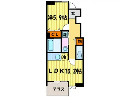 花のワルツ嵯峨(1LDK/1階)の間取り写真