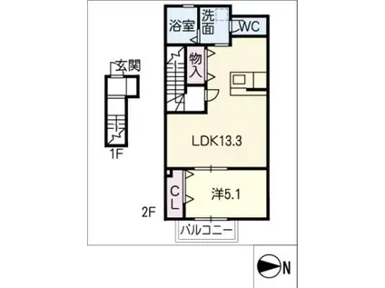 SAKYO6(1LDK/2階)の間取り写真