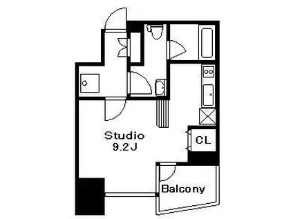 ドゥーエ両国(1K/9階)の間取り写真