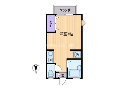 ドミールK(ワンルーム/1階)の間取り写真