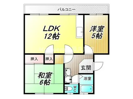 ニュー志紀ハイツB棟(2LDK/3階)の間取り写真
