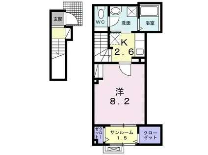 ワイズ プラネッツ(1K/2階)の間取り写真