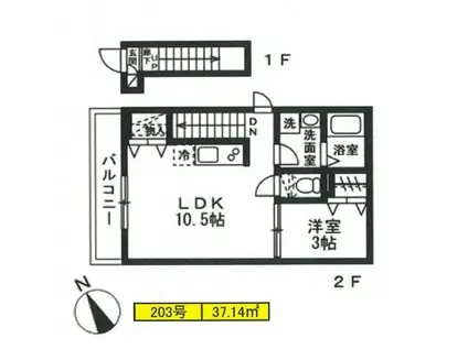TOSHO ウエスト 幕張(1LDK/2階)の間取り写真