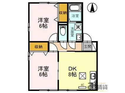 シェルアジュール(2DK/1階)の間取り写真