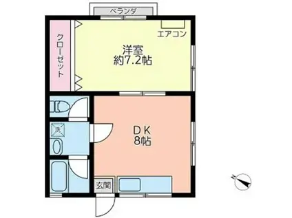 れもんハウス(1DK/2階)の間取り写真