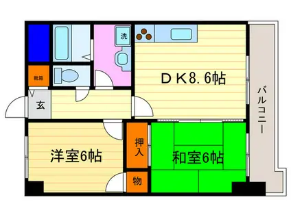 メゾン桂川(2DK/4階)の間取り写真