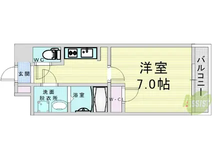 LA DOUCEUR西天満旧S-RESIDENCE西天満GRANDJ(1K/3階)の間取り写真