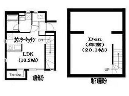 RESIDENCE NAKAMEGURO レジデンス中目黒(1LDK/1階)の間取り写真
