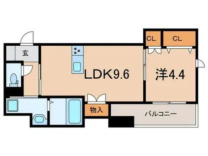 LA VITA西宮北口(1LDK/4階)の間取り写真