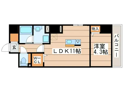 タウンイーストガン(1LDK/10階)の間取り写真