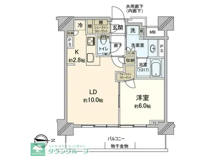 シティハウス府中けやき通(1LDK/11階)の間取り写真
