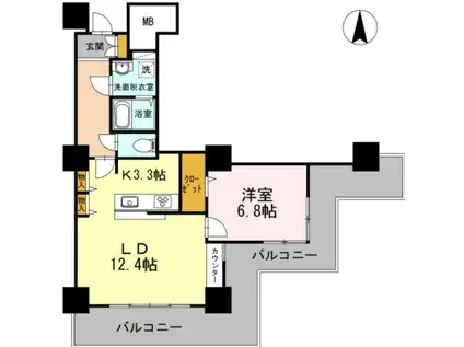 品川シーサイドビュータワーI(1LDK/7階)の間取り写真