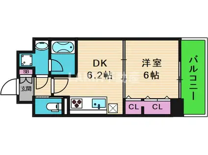 VELT SOLEIL真田山(1DK/2階)の間取り写真