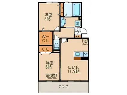 アルタ唐崎ビュー(2LDK/1階)の間取り写真