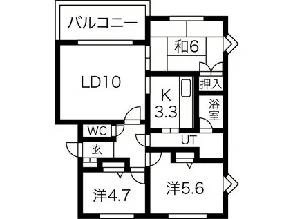 旭ヶ丘ガーデンヒルズ(3LDK/1階)の間取り写真