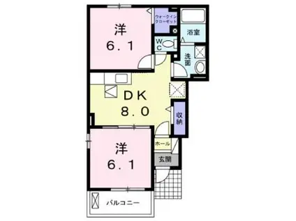 グランディール(2DK/1階)の間取り写真