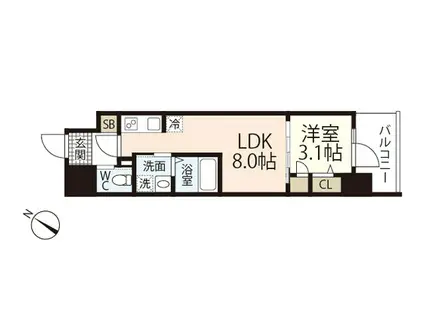S-RESIDENCE東千田公園ALESIA(1LDK/12階)の間取り写真