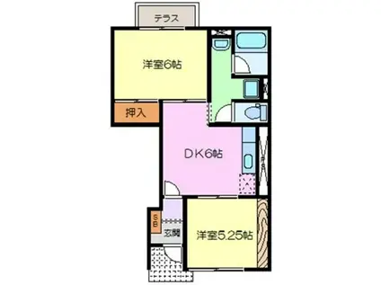 ラ・メゾンドファミーユ(2DK/1階)の間取り写真