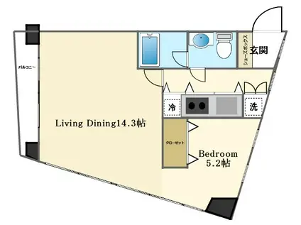 ザ・ヒルズ代々木上原(1LDK/1階)の間取り写真