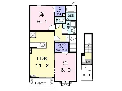 メゾン十番 A(2LDK/2階)の間取り写真
