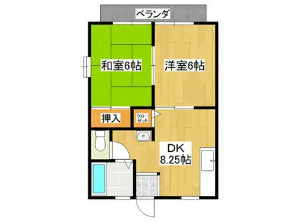 パークハイツ東(2DK/2階)の間取り写真