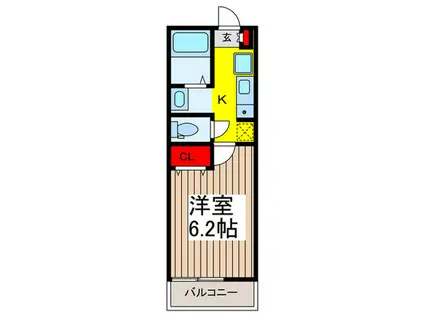 ハーモニーステージ谷塚(1K/1階)の間取り写真
