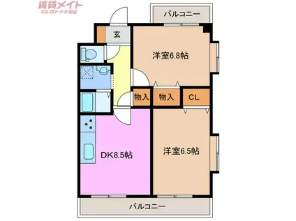 フジテック21 NO3(2DK/4階)の間取り写真