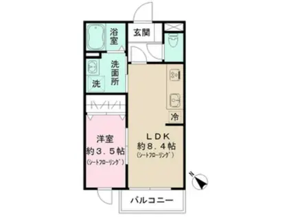 セレナモンド(1LDK/2階)の間取り写真