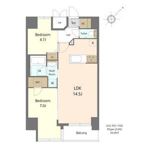 S-RESIDENCE大曽根BRESA(2LDK/8階)の間取り写真