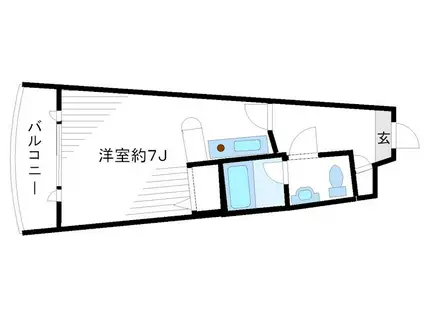 京王井の頭線 池ノ上駅 徒歩2分 2階建 築34年(ワンルーム/1階)の間取り写真