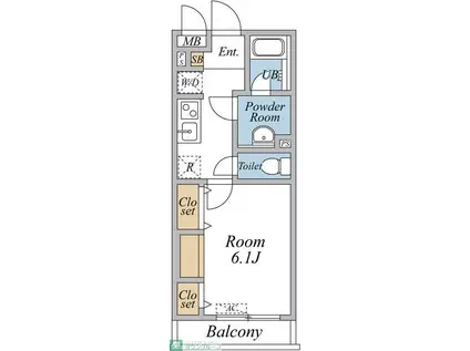 ウインドヒル川口(1K/3階)の間取り写真