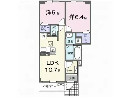 ティール(2LDK/1階)の間取り写真
