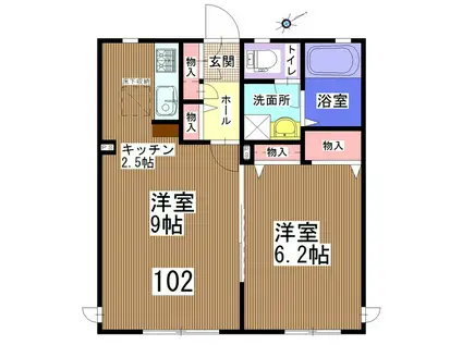 プランドール(1LDK/1階)の間取り写真