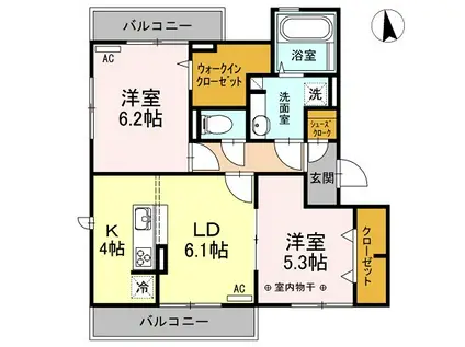 グランドゥール シャルマン(2LDK/3階)の間取り写真