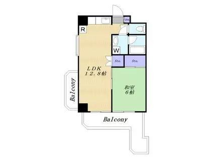 プレミールカブラギ(1LDK/2階)の間取り写真