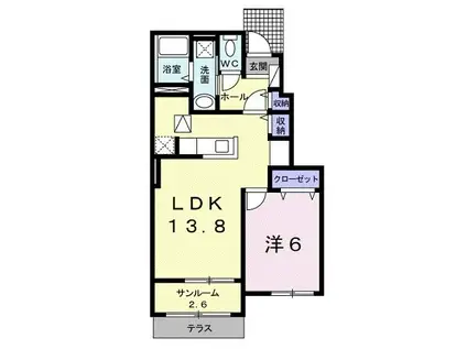 レジデンス・リオI(1LDK/1階)の間取り写真