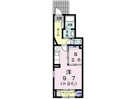 コンフィデンテ B(1SK/1階)の間取り写真