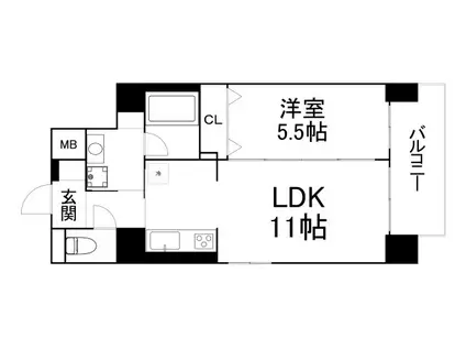 フェリーチェ難波(1LDK/8階)の間取り写真