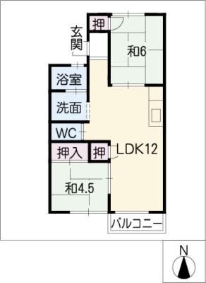 パークサイド狩宿(2LDK/1階)の間取り写真