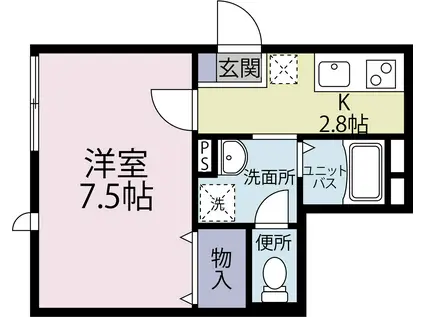 COPLEY PLAZA弦巻(1K/1階)の間取り写真