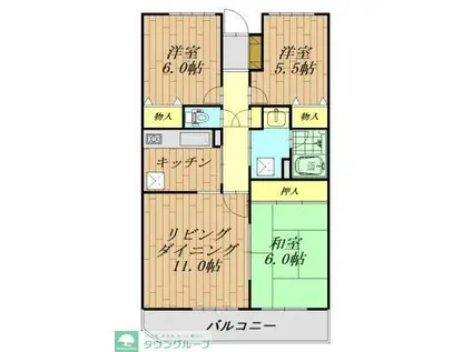 ペアシティ久喜参番館(3LDK/4階)の間取り写真
